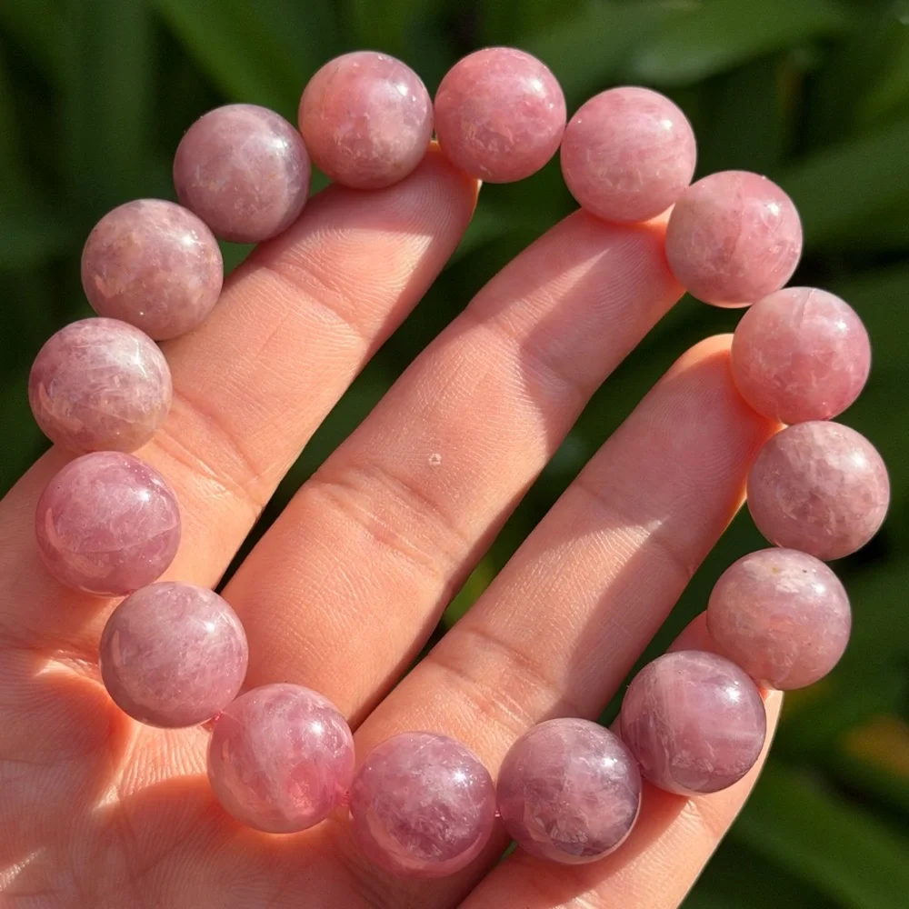 14mm stretchable purple‎ rose quartz bracelet 0804